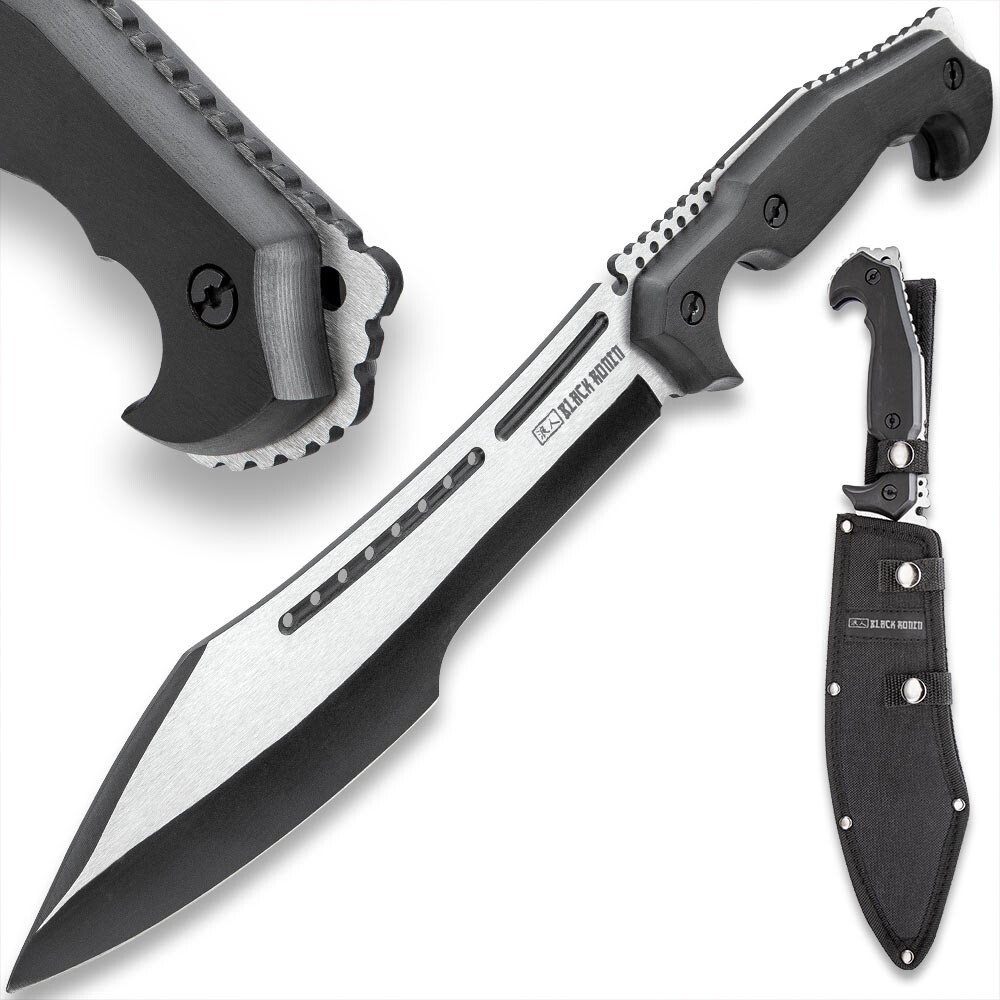 Black Ronin Stealth Machete and Sheath | Full-Tang | Tactical Knife - Length 16\
