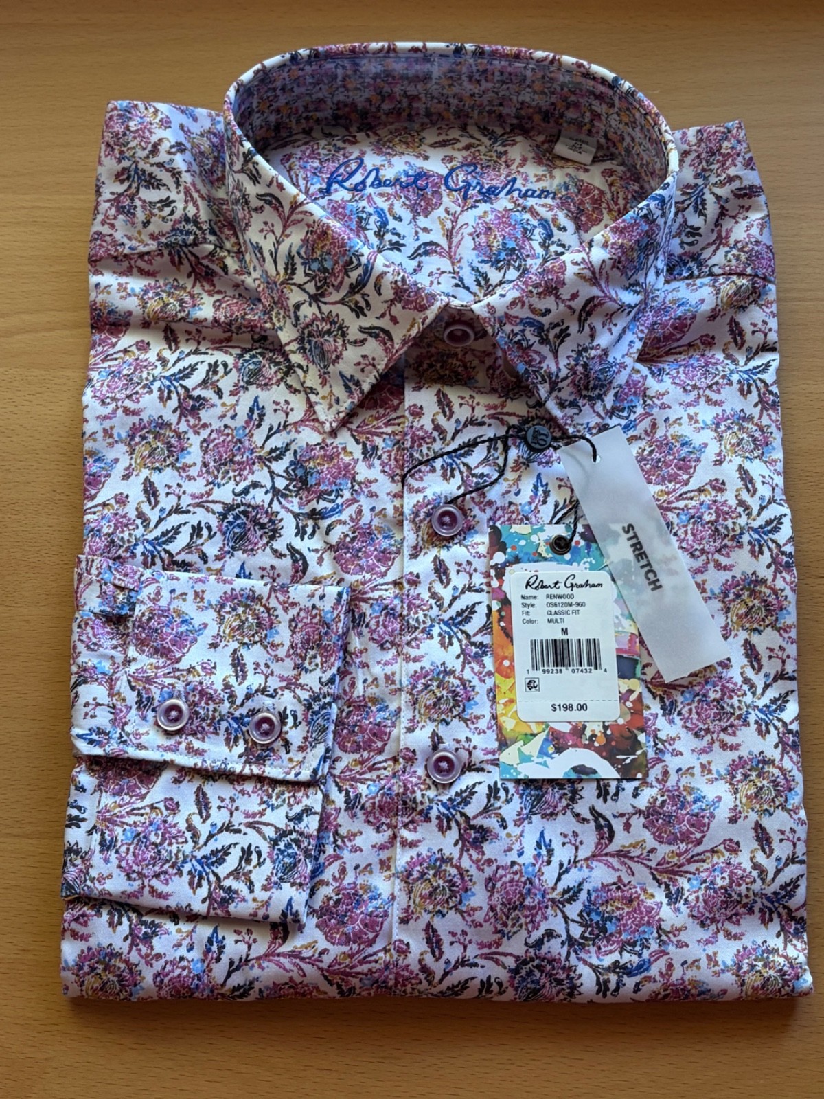 Robert Graham Renwood Button Down Shirt Mens M Floral Long Sleeve $198 NWT