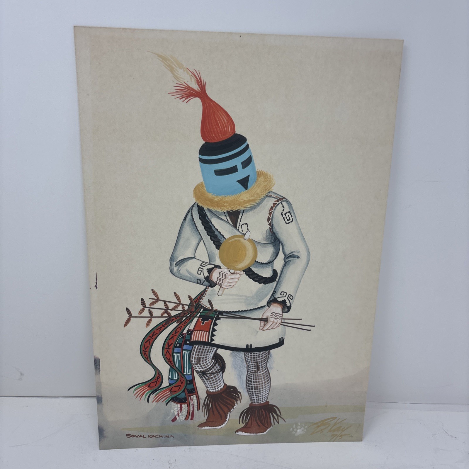Bill Kay Soyal Kachina Watercolor Painting On Paper Board Bill Kay Soyal Kachina Watercolor Painting On Paper Board