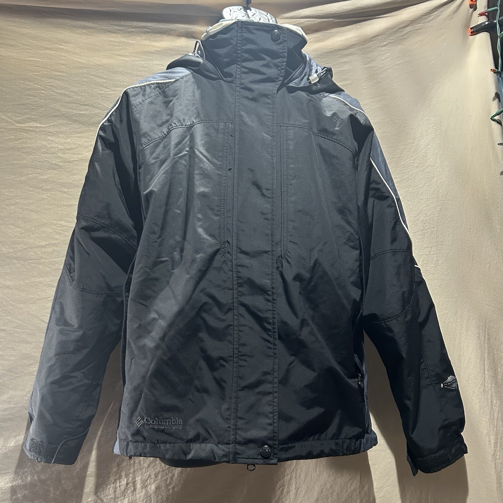 Columbia Core Interchange Jacket Women\'s XL Black Omni-Tech Waterproof Hooded