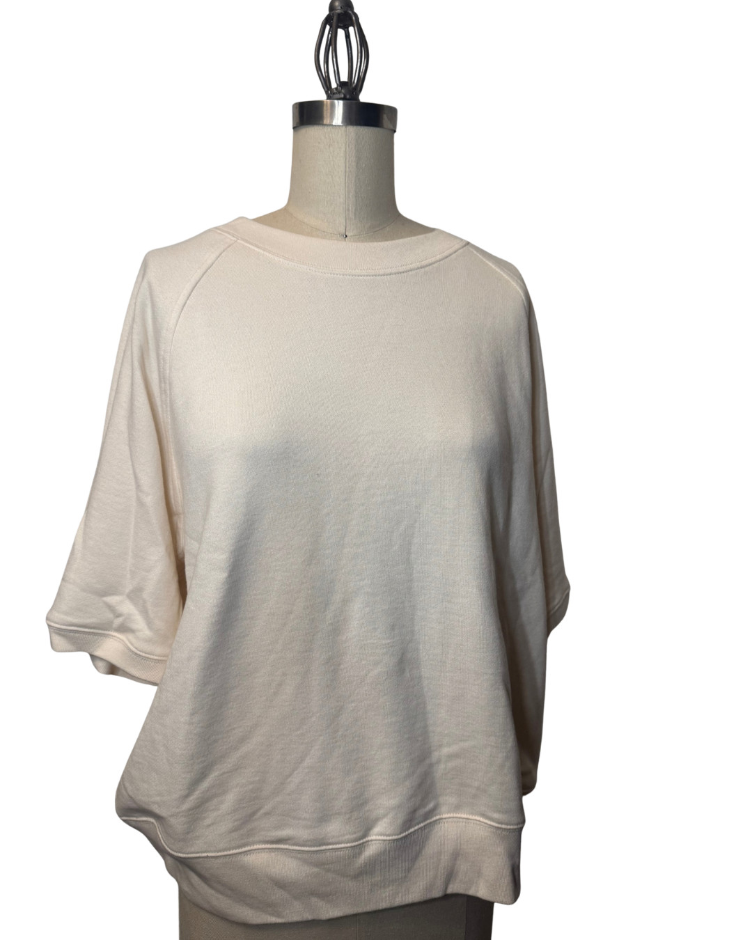 Everlane Cream Oversized Short Sleeve Sweatshirt Women’s XL 100% Cotton