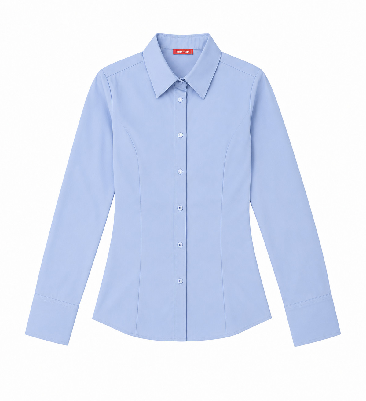 Rosa York Women\'s Blue Fit Cotton Long Sleeve Collared Button-Up Shirt