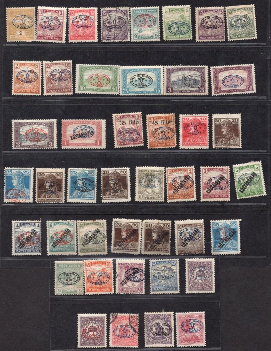 Hungary 1919 Collection Of 43 Stamps Mint Hinged 3 Used