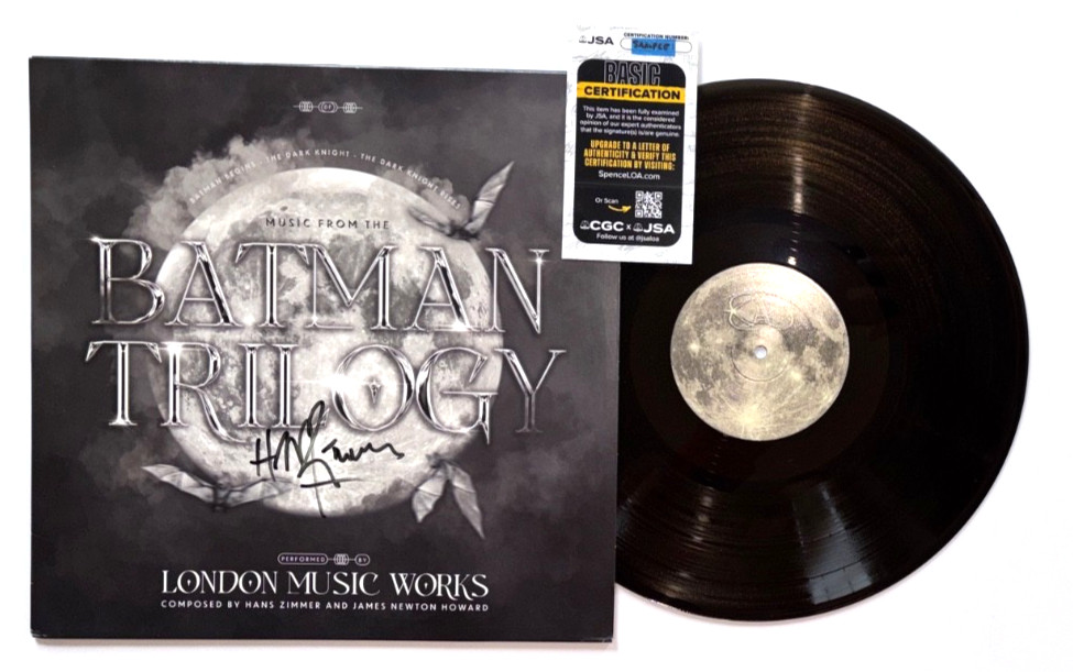 HANS ZIMMER SIGNED BATMAN TRILOGY MOVIE SOUNDTRACK VINYL DARK KNIGHT MUSIC JSA HANS ZIMMER SIGNED BATMAN TRILOGY MOVIE SOUNDTRACK VINYL DARK KNIGHT MUSIC JSA