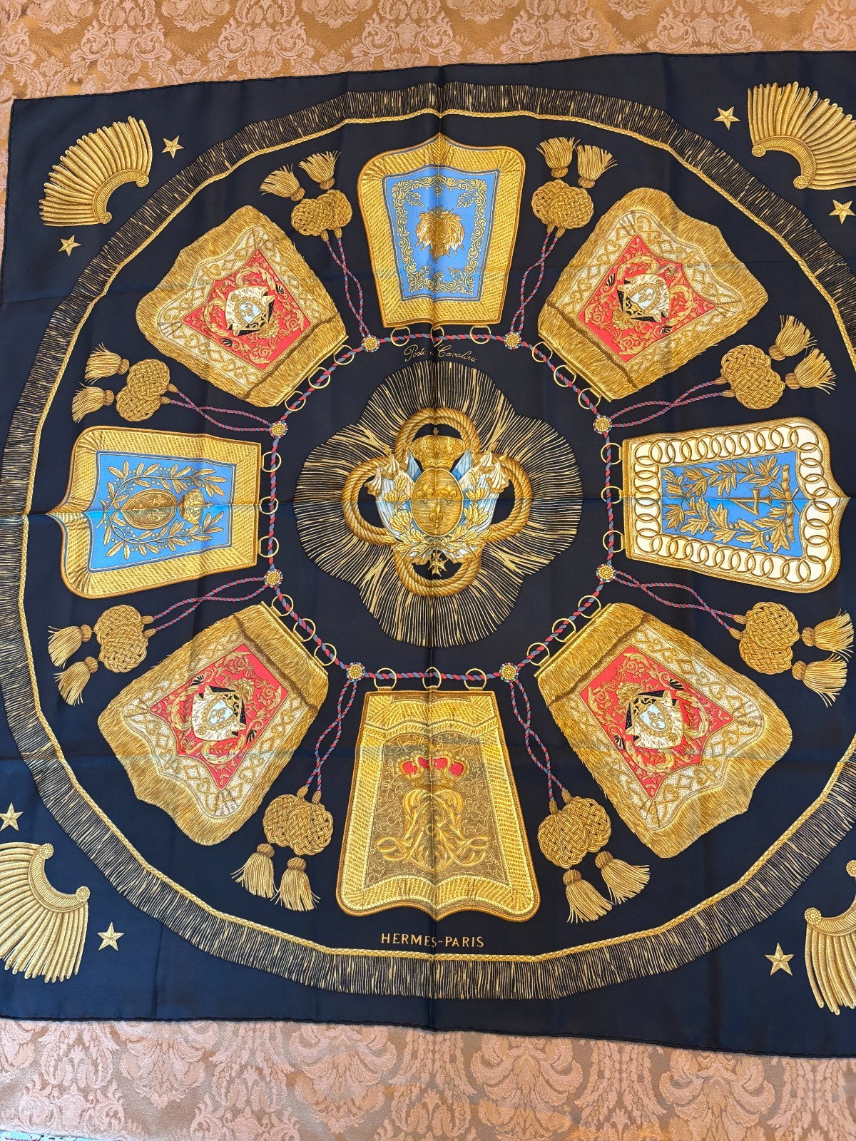 Hermes Silk Scarf Poste Et Cavalerie Carre 90 Joachim Metz