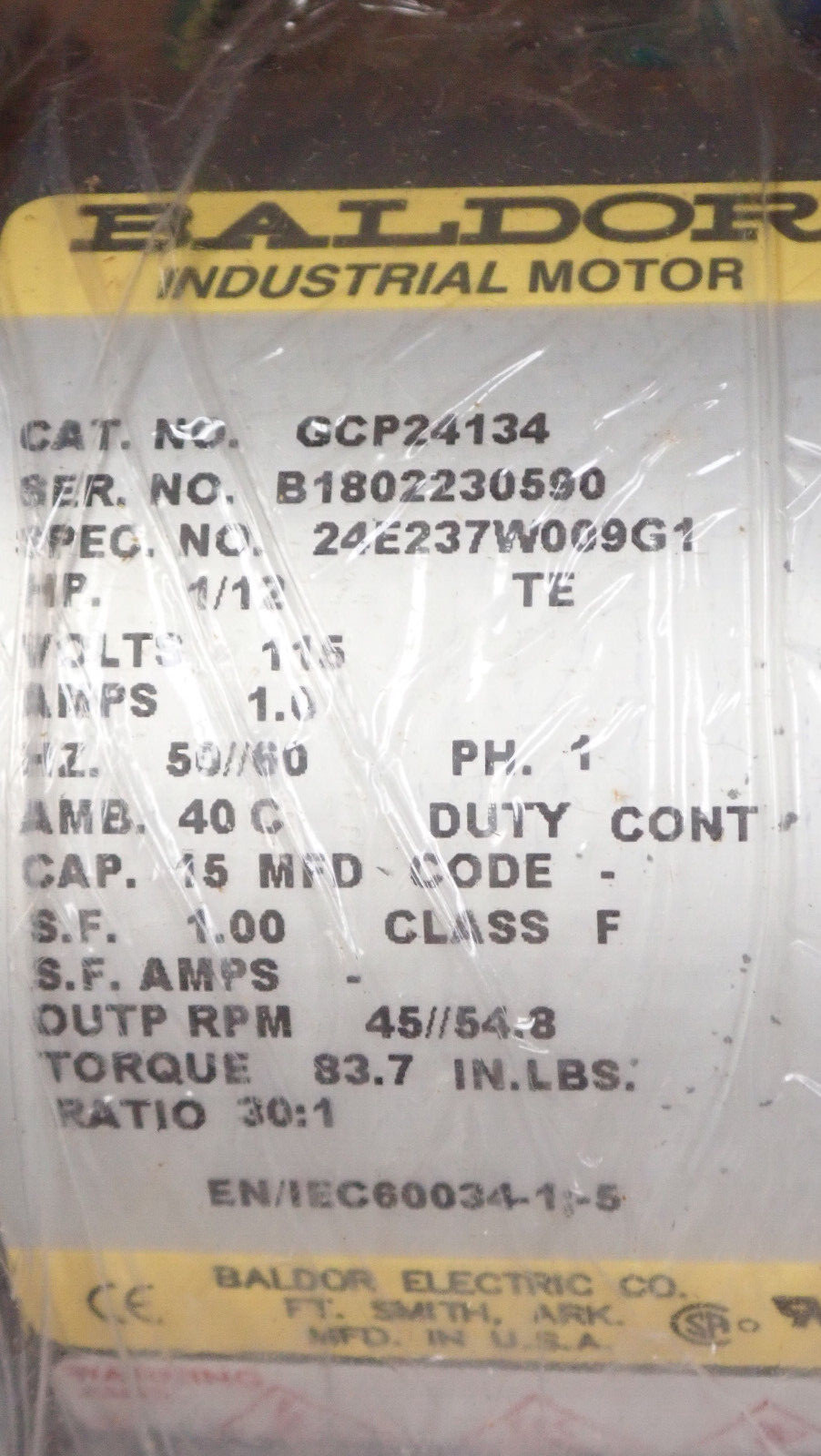 Baldor-Reliance GCP24134  Permanent Split Capacitor Parallel Shaft Gear Motor