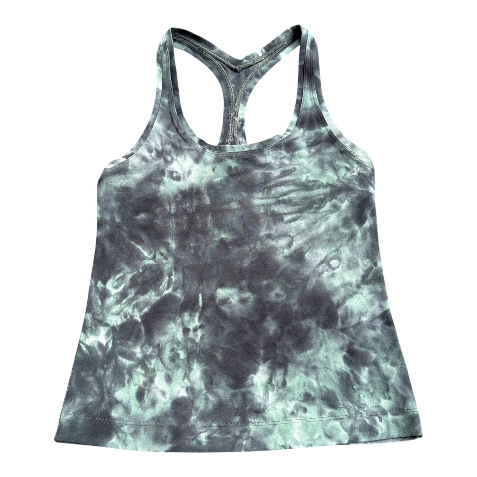 Lululemon Cool Racerback Tank Top Womens 4 Grey Green Tie Dye Nulu Yoga Athletic