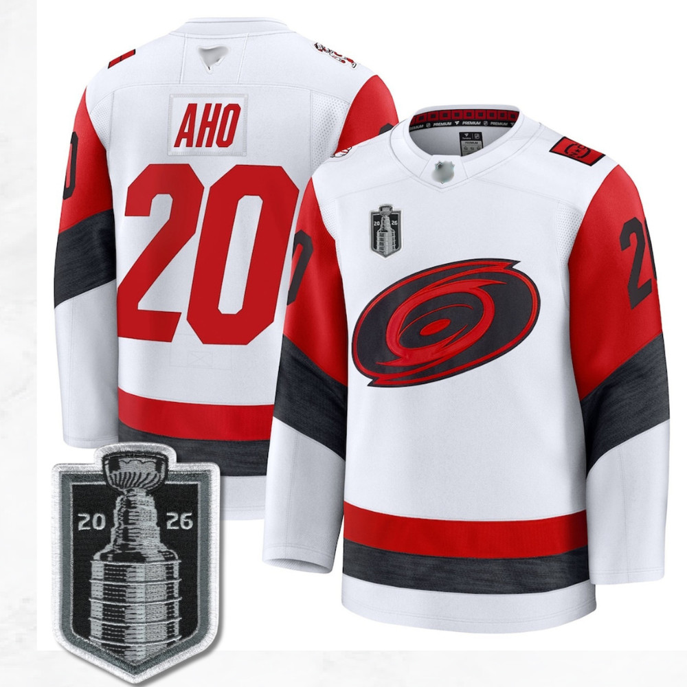 Men\'s Hurricanes #20 Sebastian Aho 2026 Stanley Cup Jersey All Sticthed White Men\'s Hurricanes #20 Sebastian Aho 2026 Stanley Cup Jersey All Sticthed White