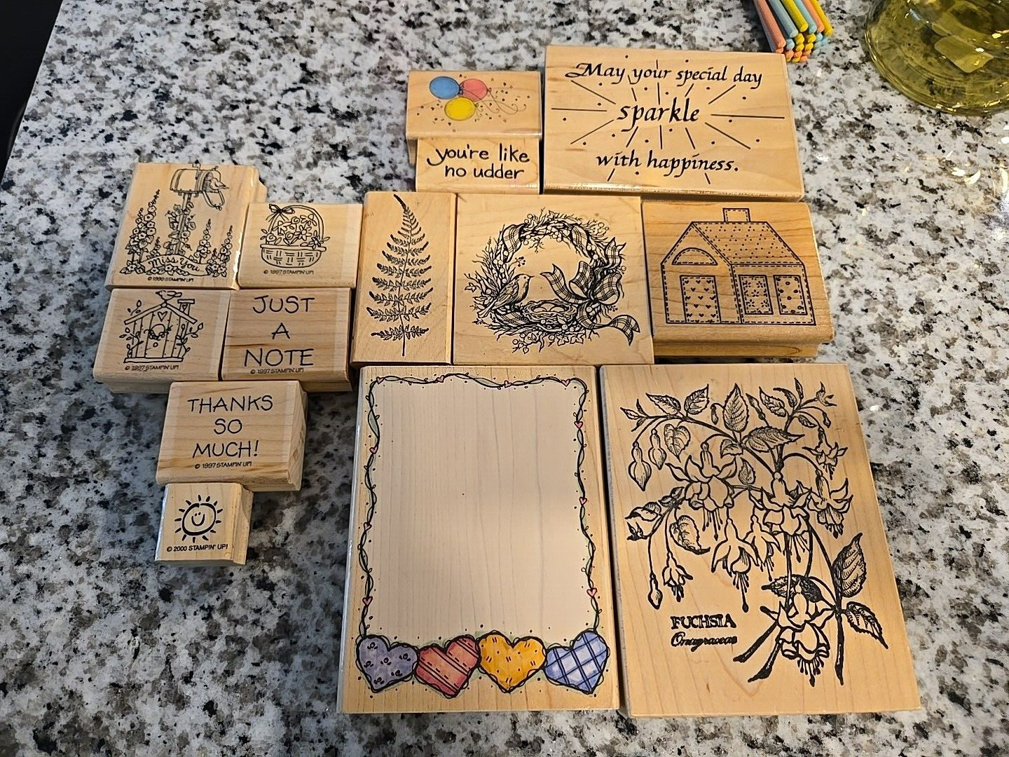 Vintage STAMPIN’ UP  Wood & Rubber Stamps Lot + OTHERS 1980\'S 1990\'S
