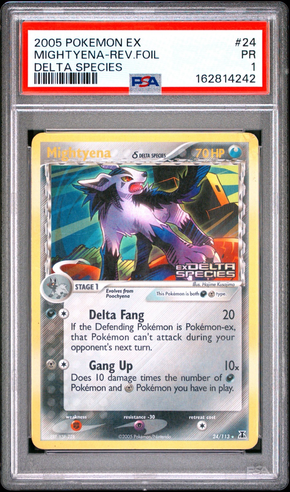 PSA 1 2005 Pokemon EX Delta Species Mightyena REVERSE Holo Foil Rare 24/113