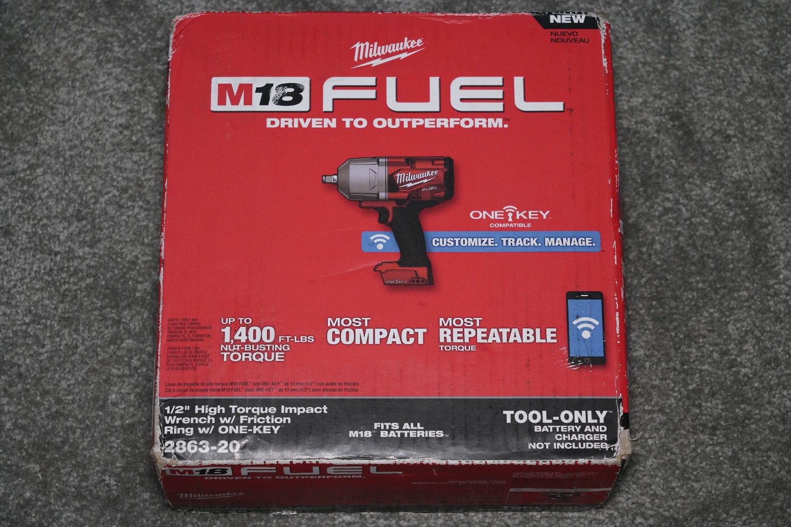 New Milwaukee 2863-20 M18 FUEL ONE-KEY High Torque Impact Wrench 1/2\
