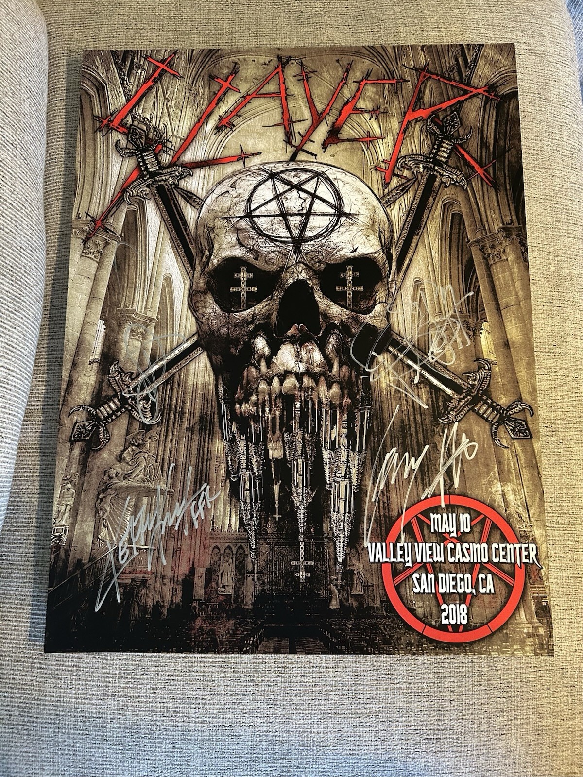 Slayer Poster SIGNED Valley View Casino San Diego 2018 Original