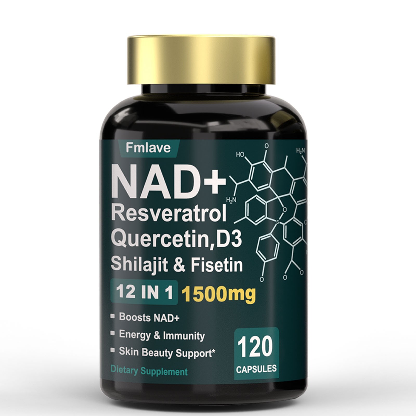 NAD+ Supplement 1500mg with Resveratrol | Cellular Health & Energy | 120/60 Caps