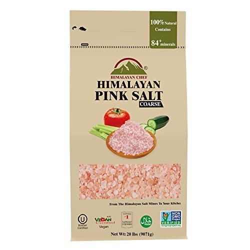 Himalayan Chef Coarse Himalayan Pink Salt 20 lb Resealable Bag Kosher Certified