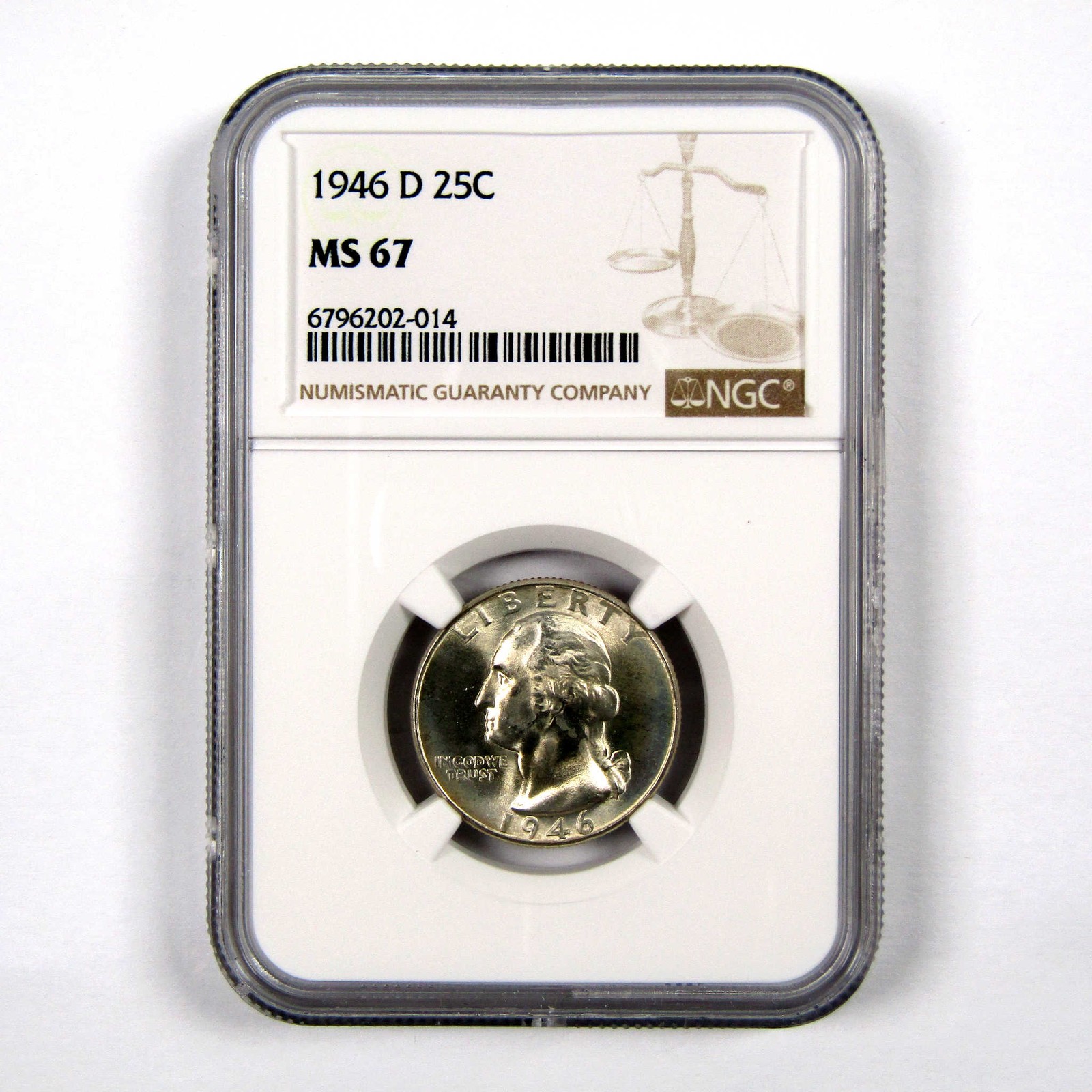1946 D Washington Quarter MS 67 NGC 90% Silver 25c Unc SKU:I9233