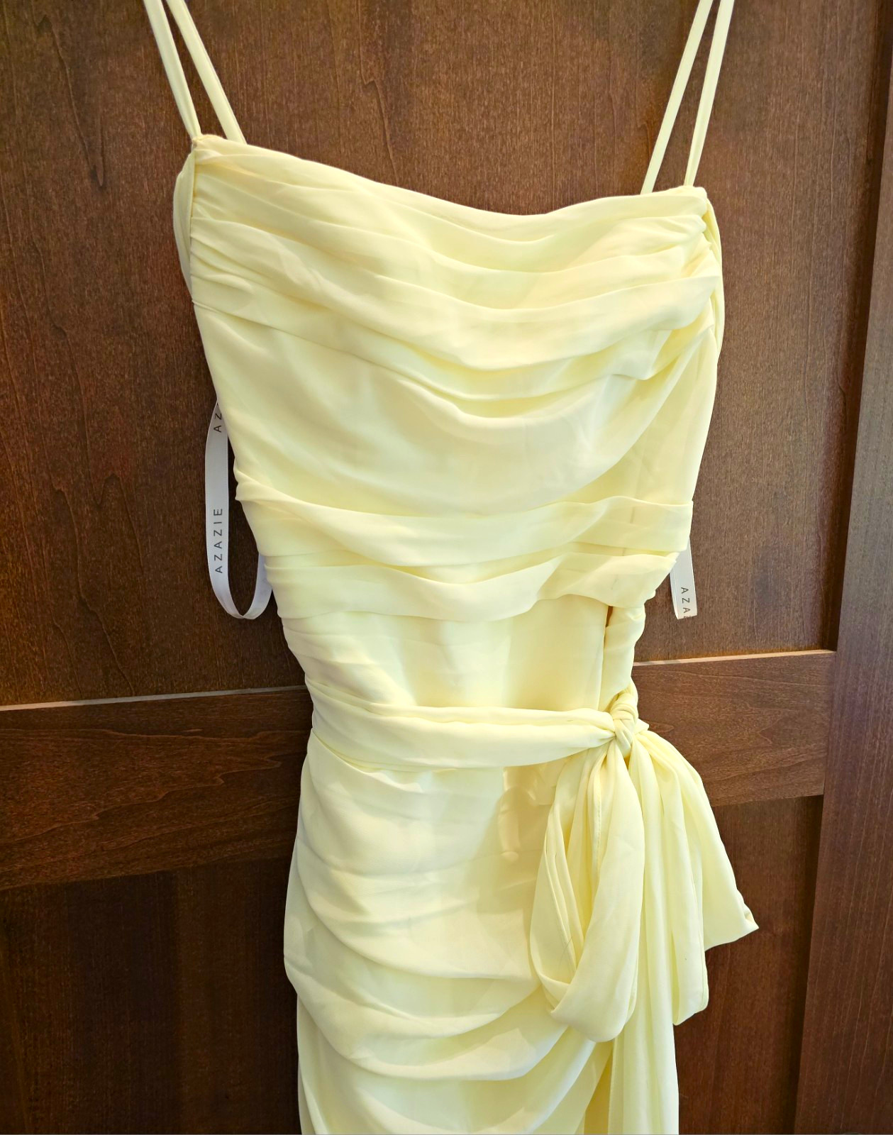 Azazie Solstice Chiffon Dress A6 Lemon Sorbet NWT