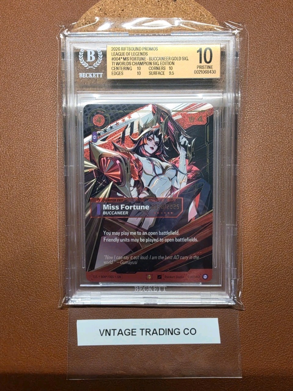 T1 x Riftbound Signature Ed - Miss Fortune/Gumayusi Serialized /2500 T1S BGS 10