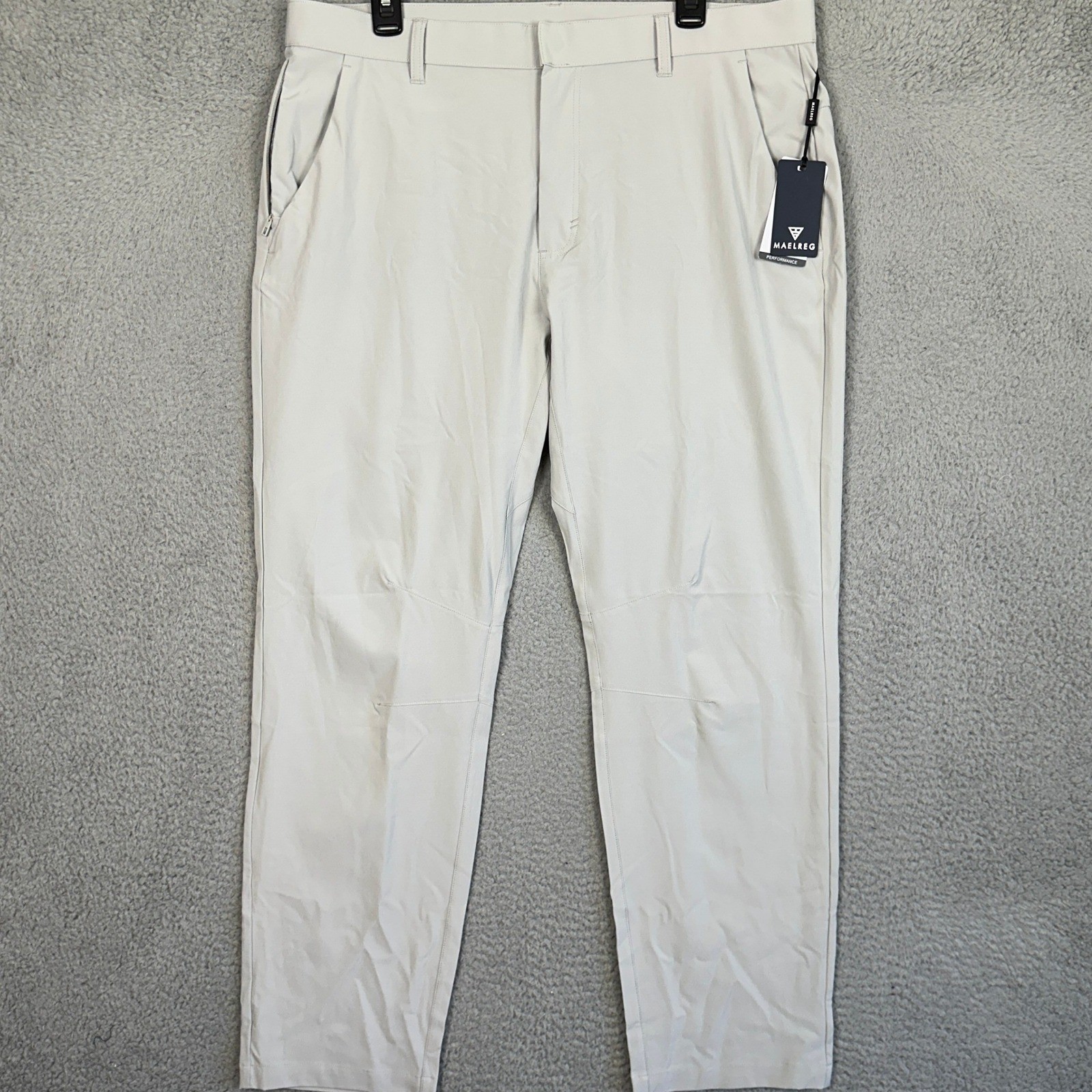 NEW Maelreg Proflex Pants Mens 36X32 Light Grey Performance Golf Chino Stretch
