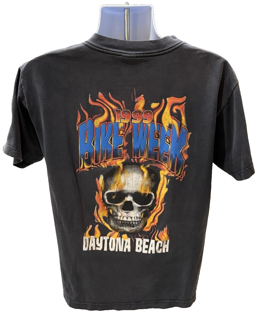 Vintage 1999 Daytona Bike Week Skull Flames T Shirt USA Made Murina Biker Tee M