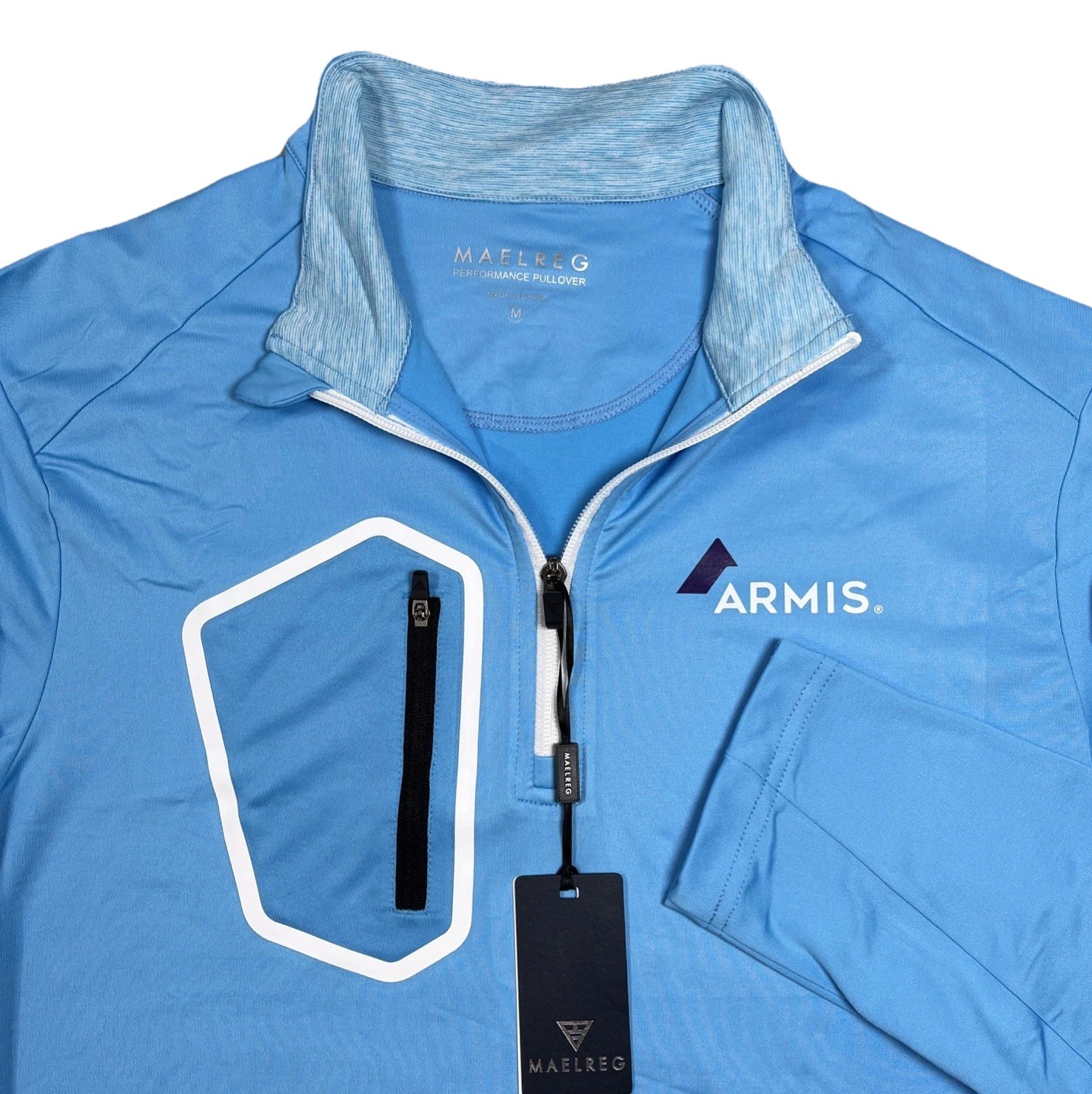 Maelreg ARMIS Mens 1/4 Zip Performance Pullover Golf Sweatshirt Blue Medium