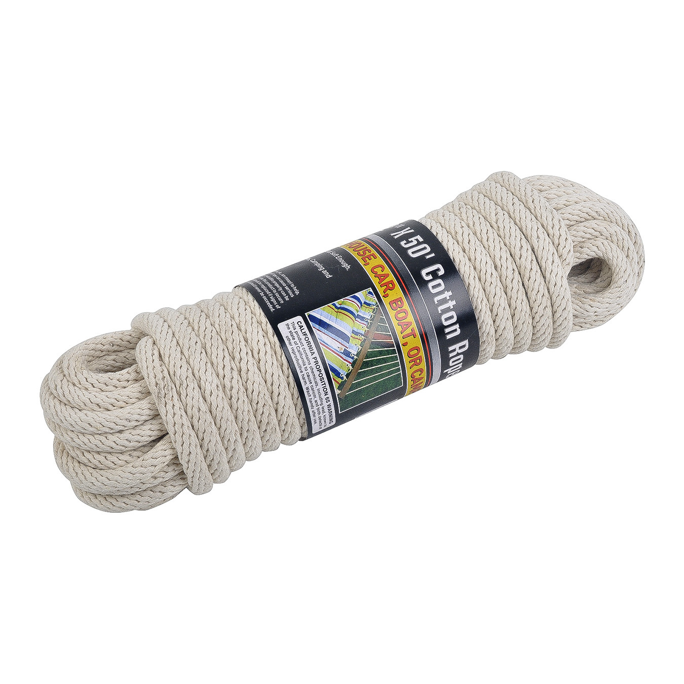 NEW 50\' ft. Solid Braided COTTON ROPE, 3/8\