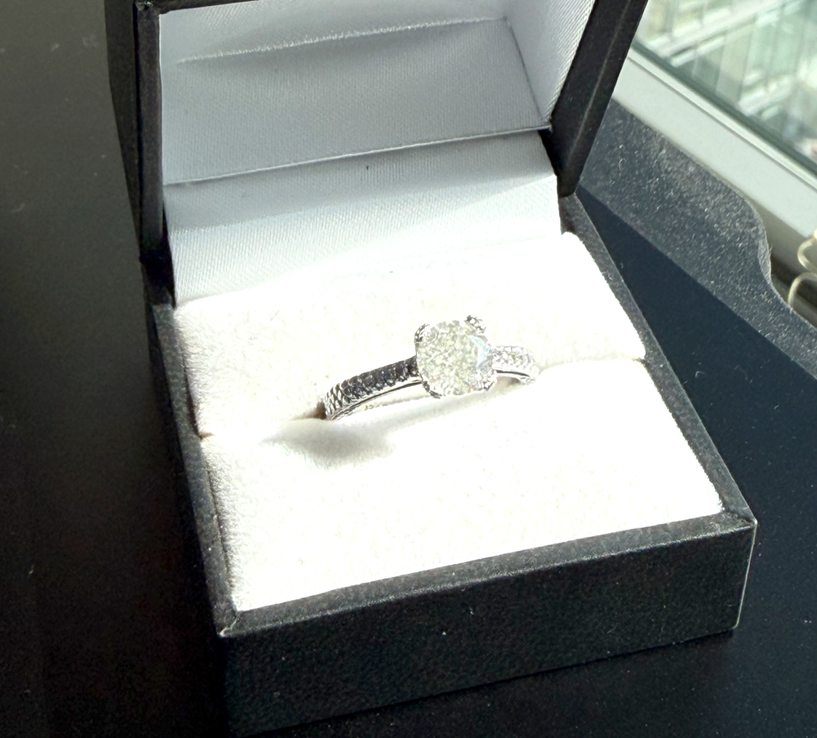 3.30 Ctw Natural Diamond Ring 18K White Gold 1.60 Ct Center