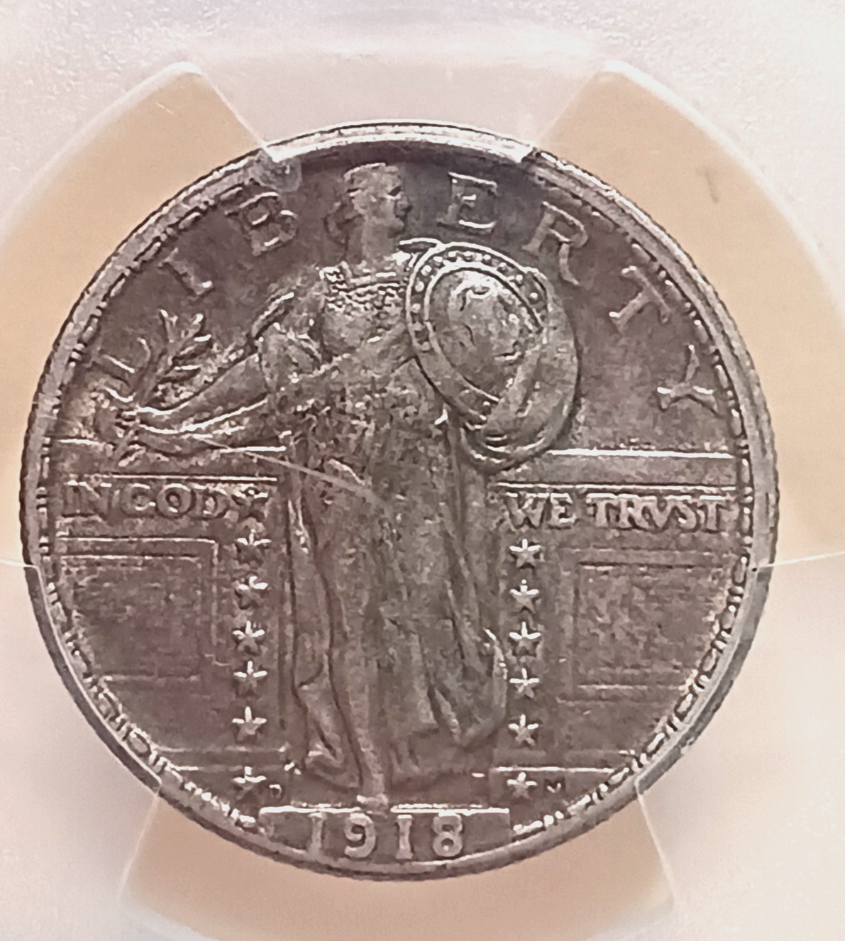 1918 D STANDING LIBERTY QUARTER PCGS VF 35
