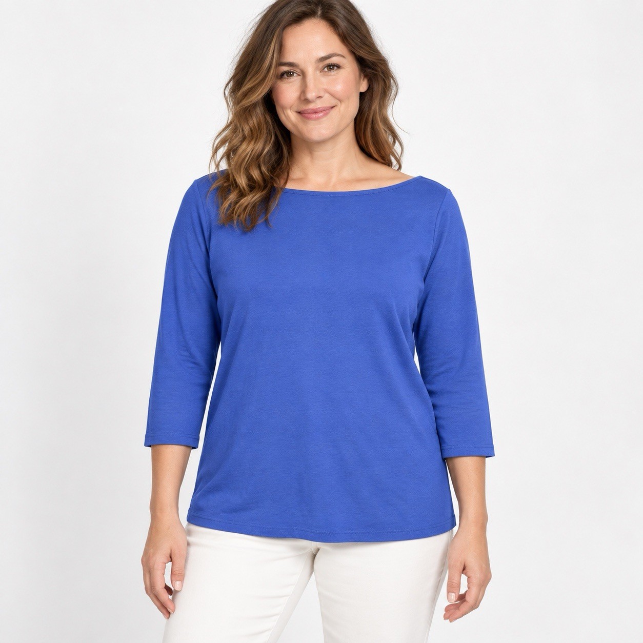 The Talbots Tee Medium Blue 3/4 Sleeve Stretch Casual Boat Neck The Talbots Tee Medium Blue 3/4 Sleeve Stretch Casual Boat Neck