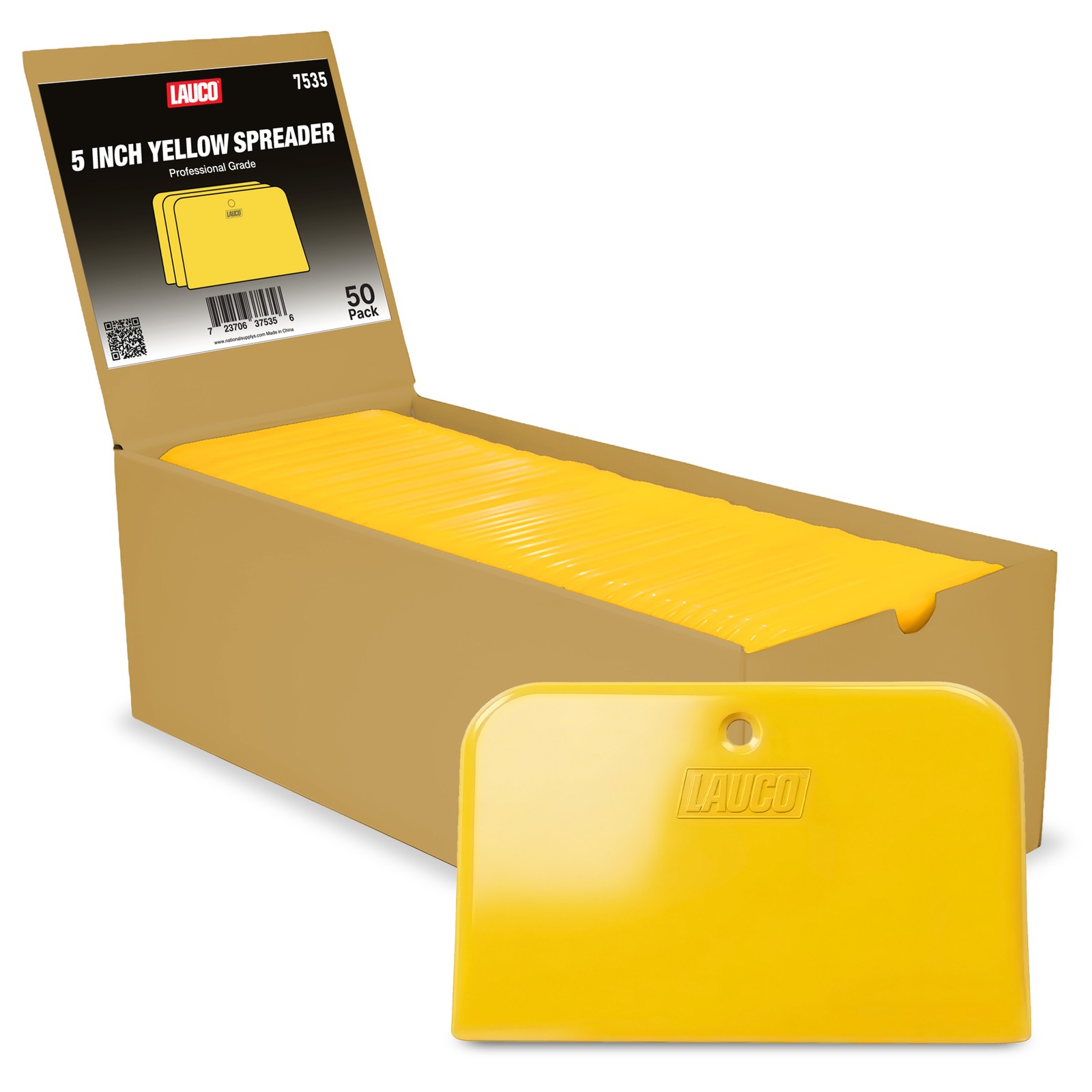 LAUCO Auto Body Filler Yellow Spreaders (Pack of 50) - Size 5