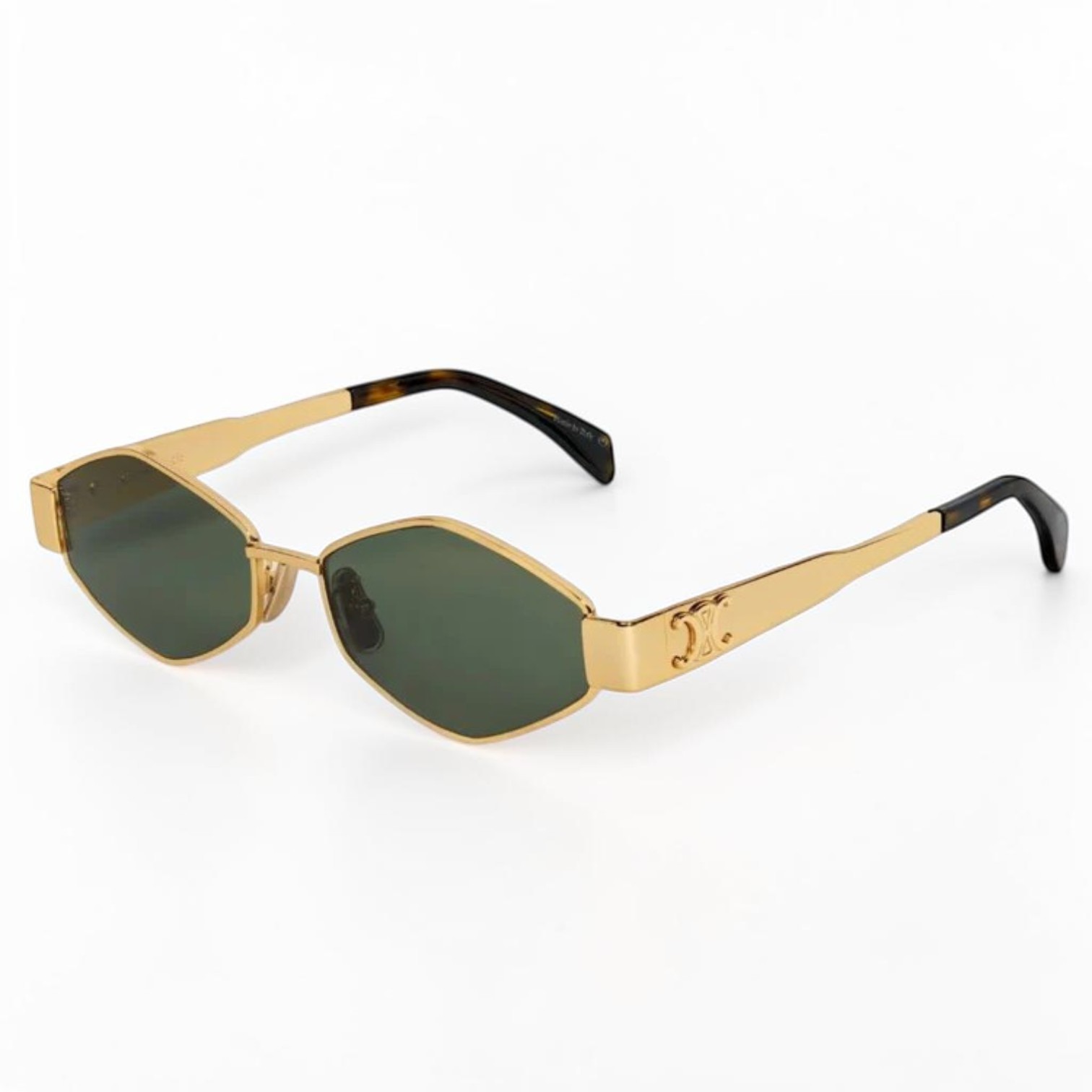 Celine CL40254U 54mm Rectangle Gold Sunglasses with Green Lens Celine CL40254U 54mm Rectangle Gold Sunglasses with Green Lens