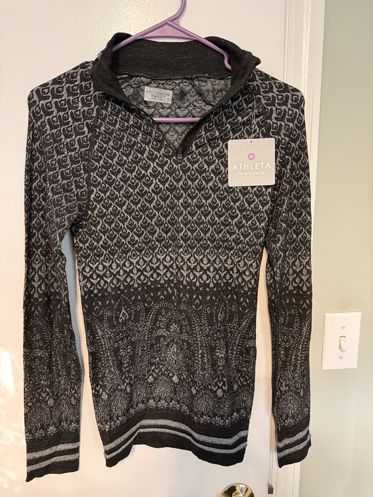 Athleta Wool Blend 1/4 Zip Pullover Sweater Size S NWT