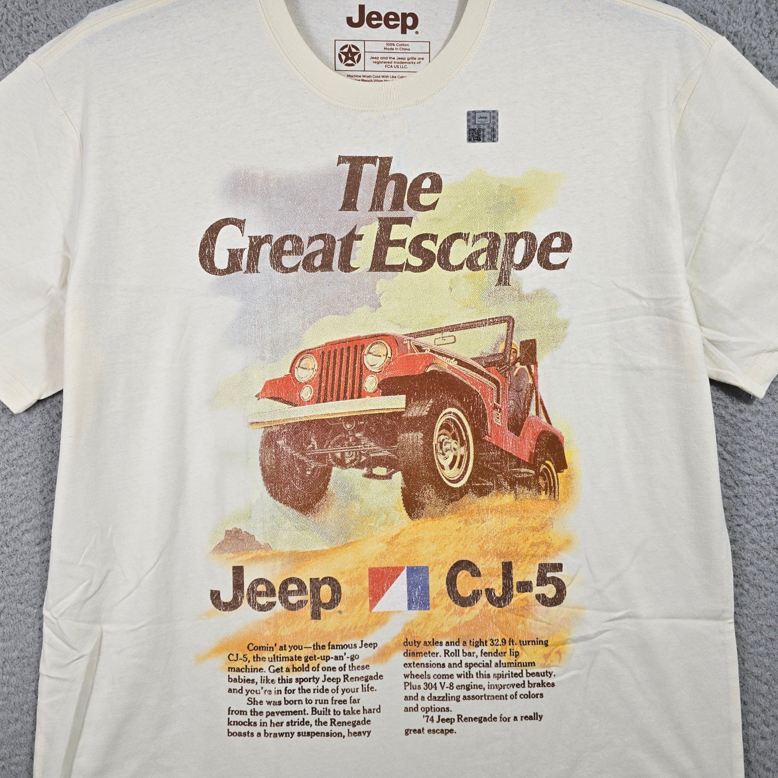JEEP CJ5 SHIRT MENS Large WHITE VINTAGE 74 Renegade 4X4 OFFROAD Overland NWT