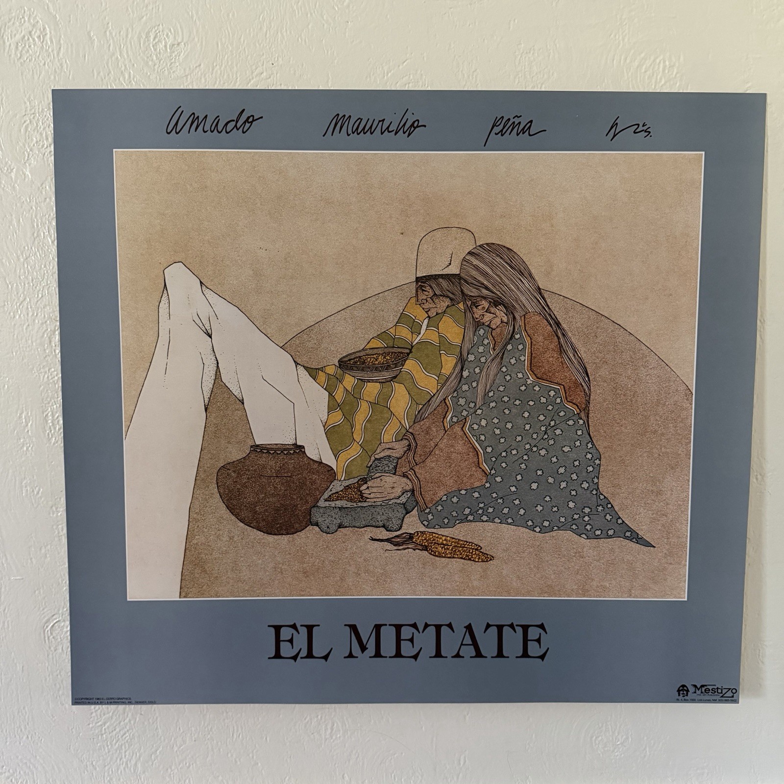 Amado Pena Art Poster Print EL METATE 1983 Mestizo Fine Art 25x22” Amado Pena Art Poster Print EL METATE 1983 Mestizo Fine Art 25x22”