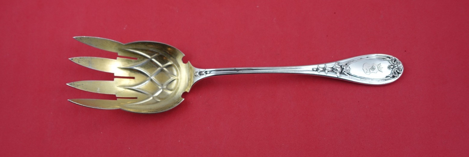 Pattern Unknown by Wilkens Sterling Silver Salad Serving Fork GW C1860-80 9 3/4