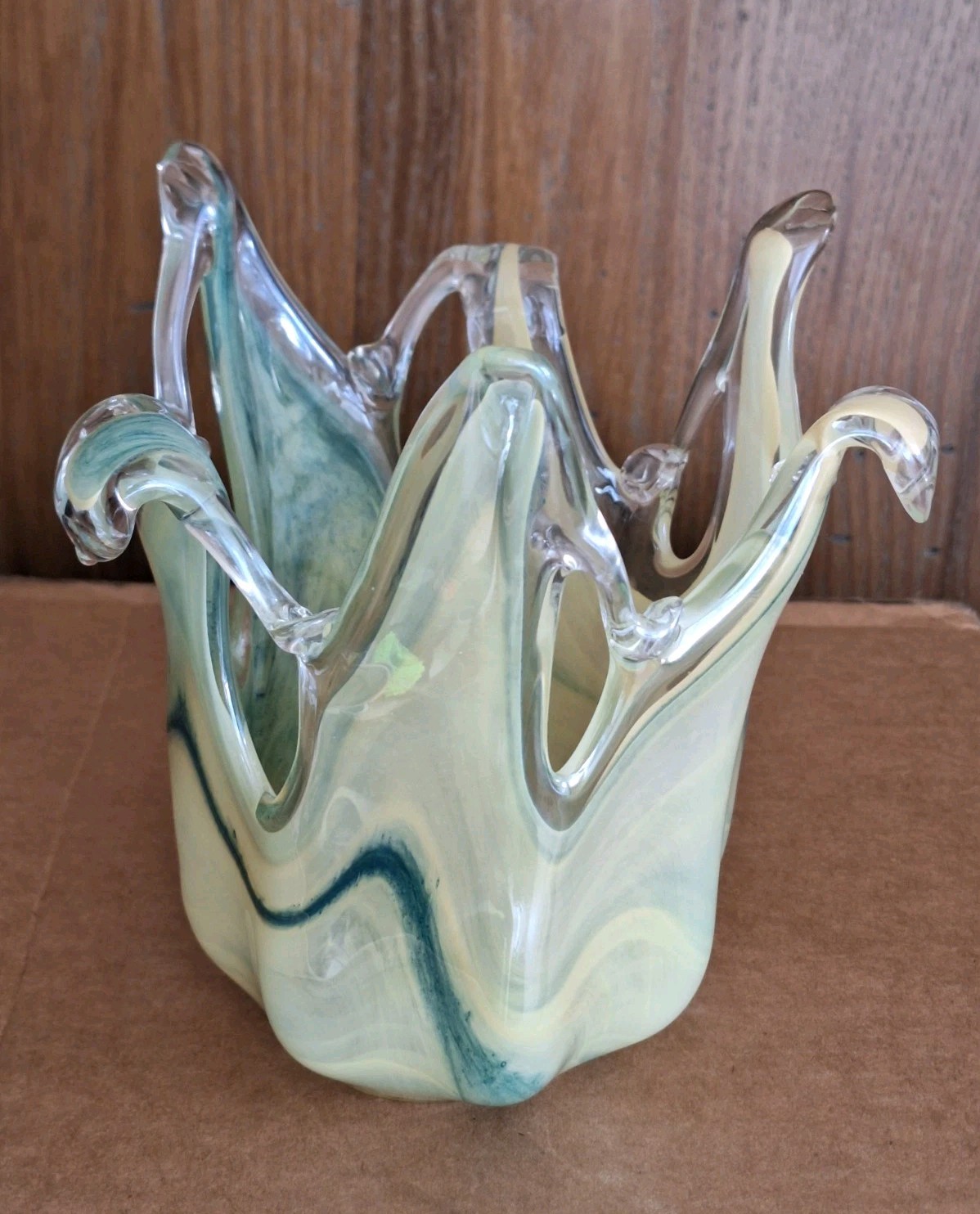 Vintage Italian Art Glass High Quality Splash Sculpture Green Hand Blown Murano Vintage Italian Art Glass High Quality Splash Sculpture Green Hand Blown Murano