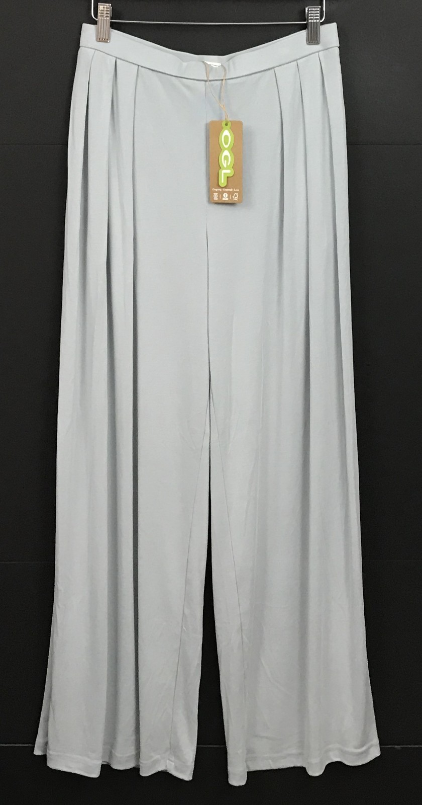 New OGL Soft Draped Stretch Sandwashed Pleated Wide Leg Palazzo Pants Size M