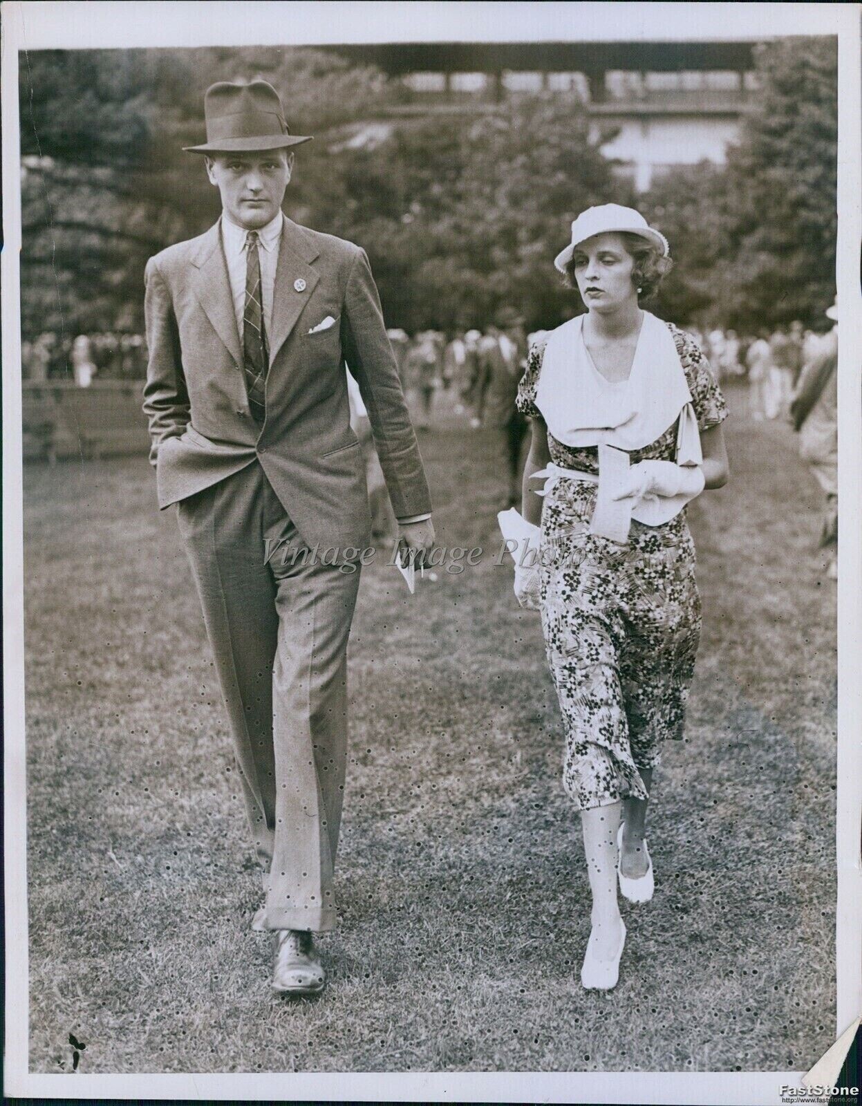 1933 Photo Archer Shee Ruth Robinson At Belmont Park Track Opening Society 7x9