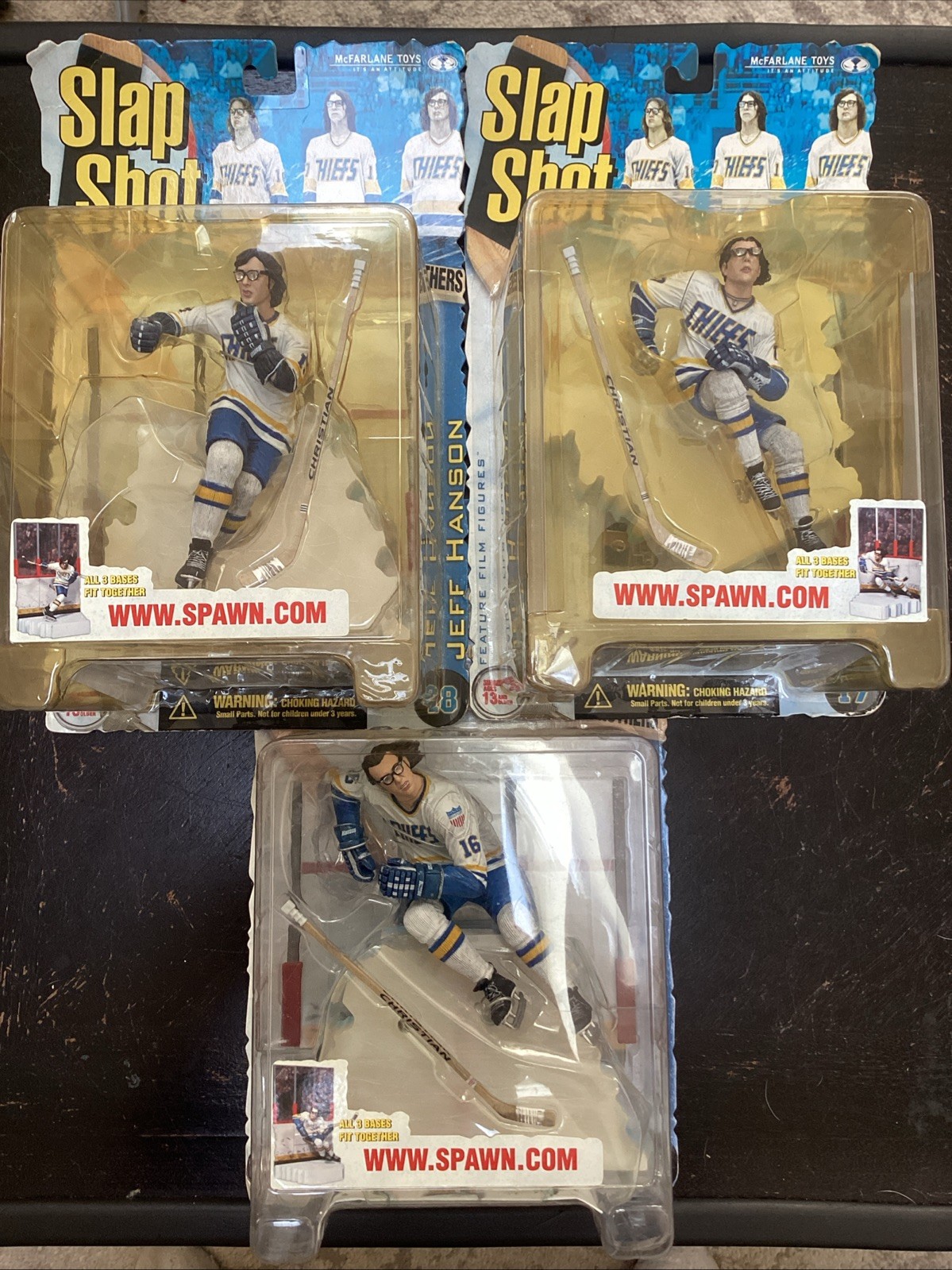 1999 Set of 3 McFarlane SLAP SHOT HANSON BROTHERS Action Figures - NEW/SEALED