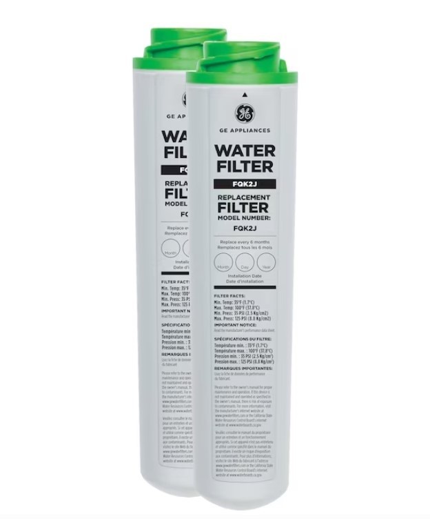 2 PACK GE FQK2J Under Sink Dual Flow Drinking Replacement Water Filter NIB