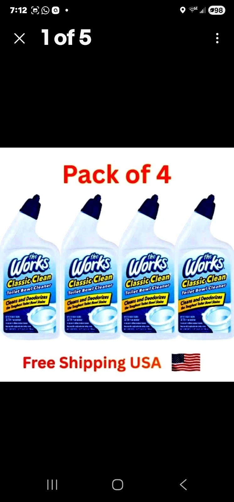 4 Pack of The Works Toilet Bowl Cleaner 24oz each 4 Pack of The Works Toilet Bowl Cleaner 24oz each