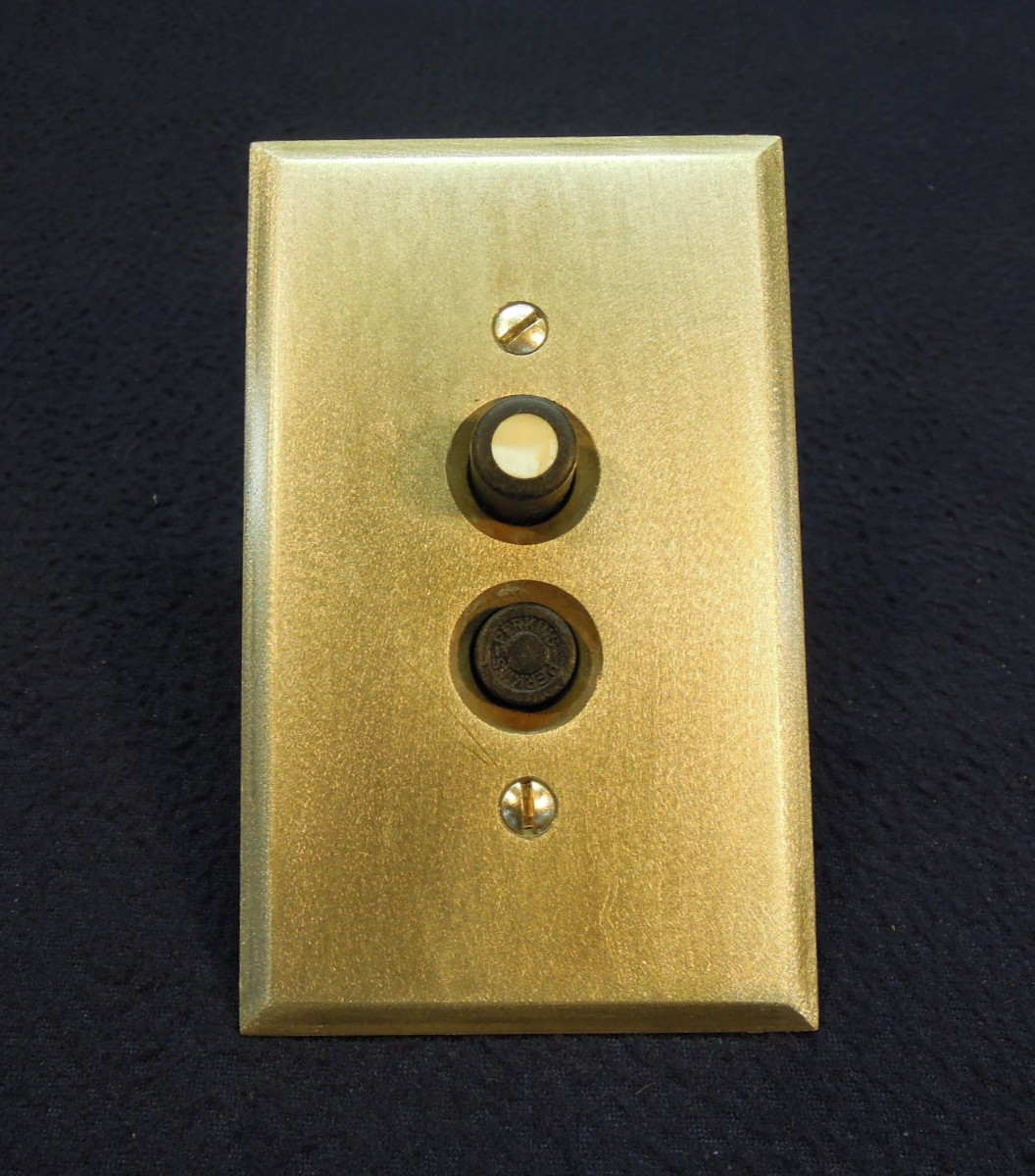 Antique Early Electrical Push Button Wall Light Switch - Perkins - Refurbished