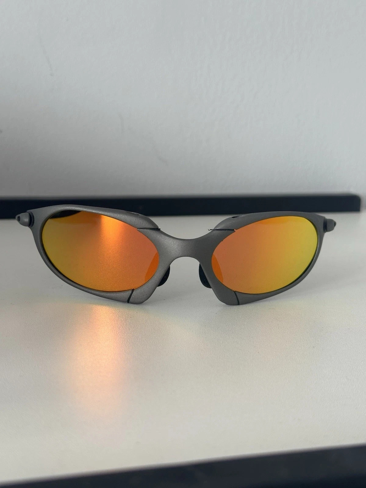 Oakley Vintage Romeo Metal Gray Frame Orange Polarized Lenses Sunglasses