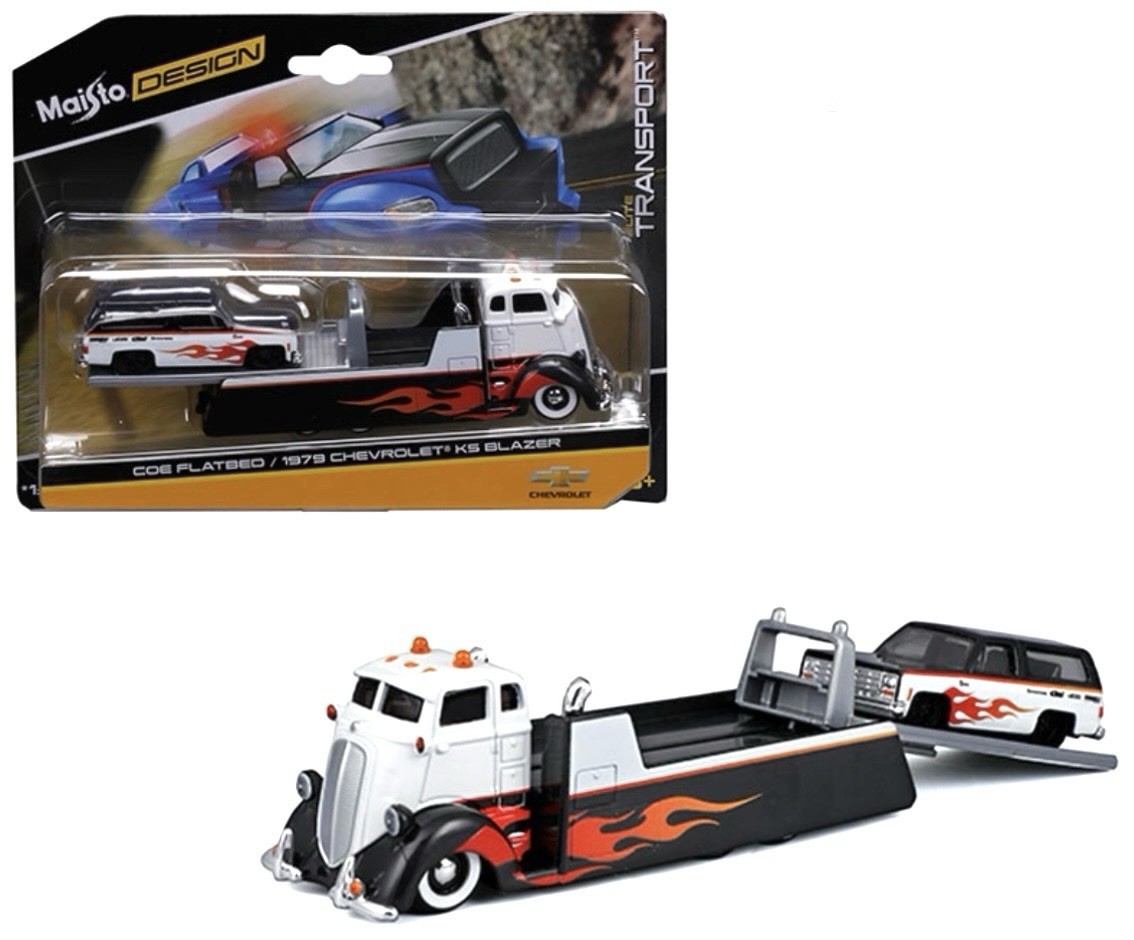MAISTO DESIGN COE FLATBED & 1979 CHEVY K5 BLAZER CUSTOM ELITE TRANSPORT