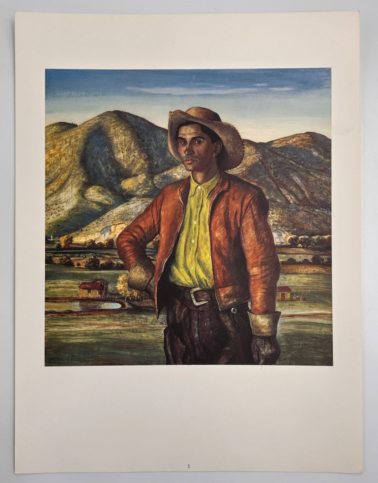 Vintage Peter Hurd Original Lithograph Print Portrait of Jose 12\