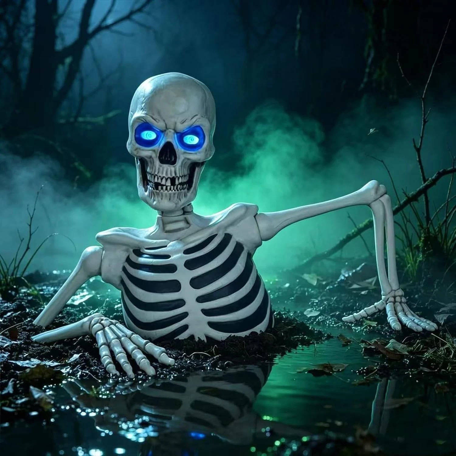 New Halloween 5ft (1.6m) Giant Ground Breaking Skeleton with Lights & Sounds