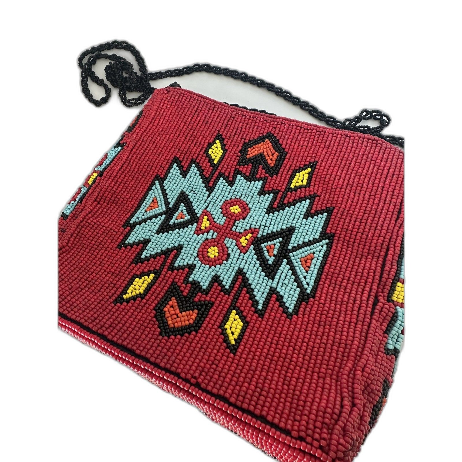 Vintage Gammon Shire Beaded Southwest Motif Shoulder Bag Red Blue Black 1993 