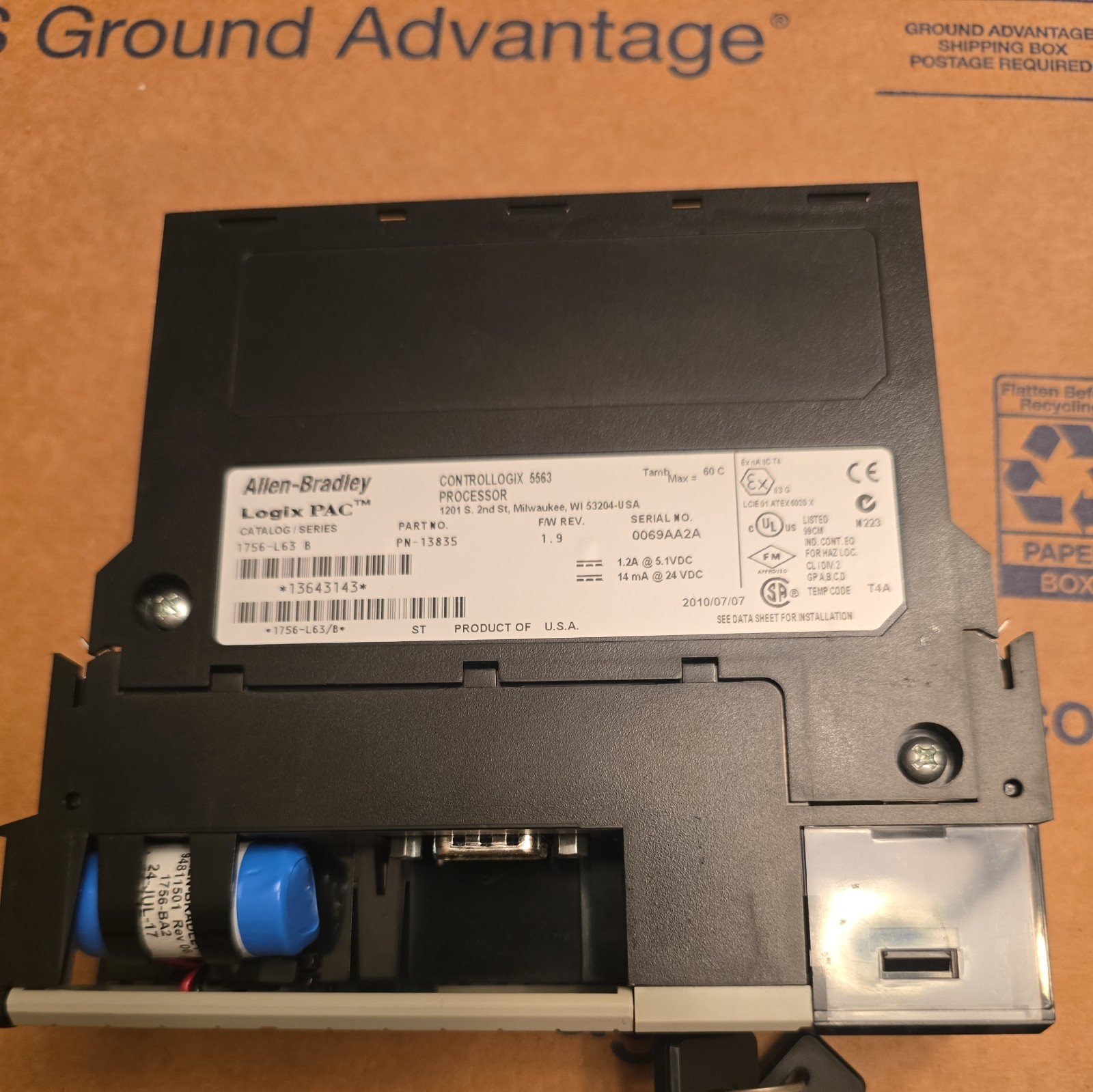 Allen-Bradley 1756-L63 /B ControlLogix Logix5563 Processor 2MB US Free Tax