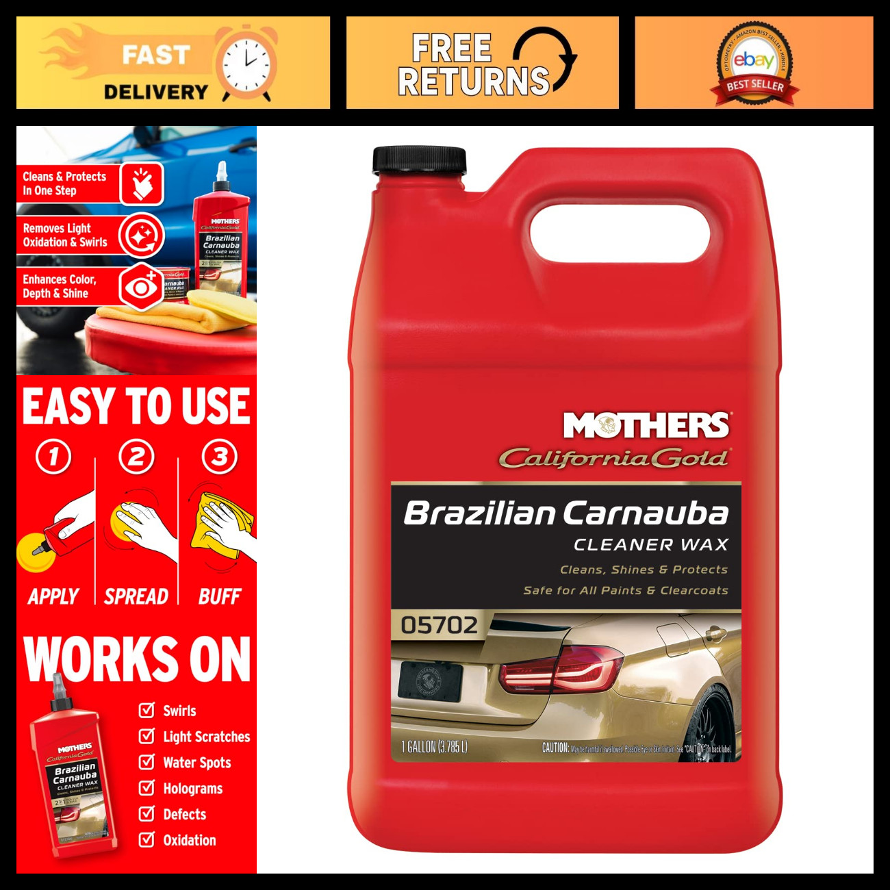 Carnauba Cleaner Wax 1 Gallon - Premium Car Wax for Shine & Protection