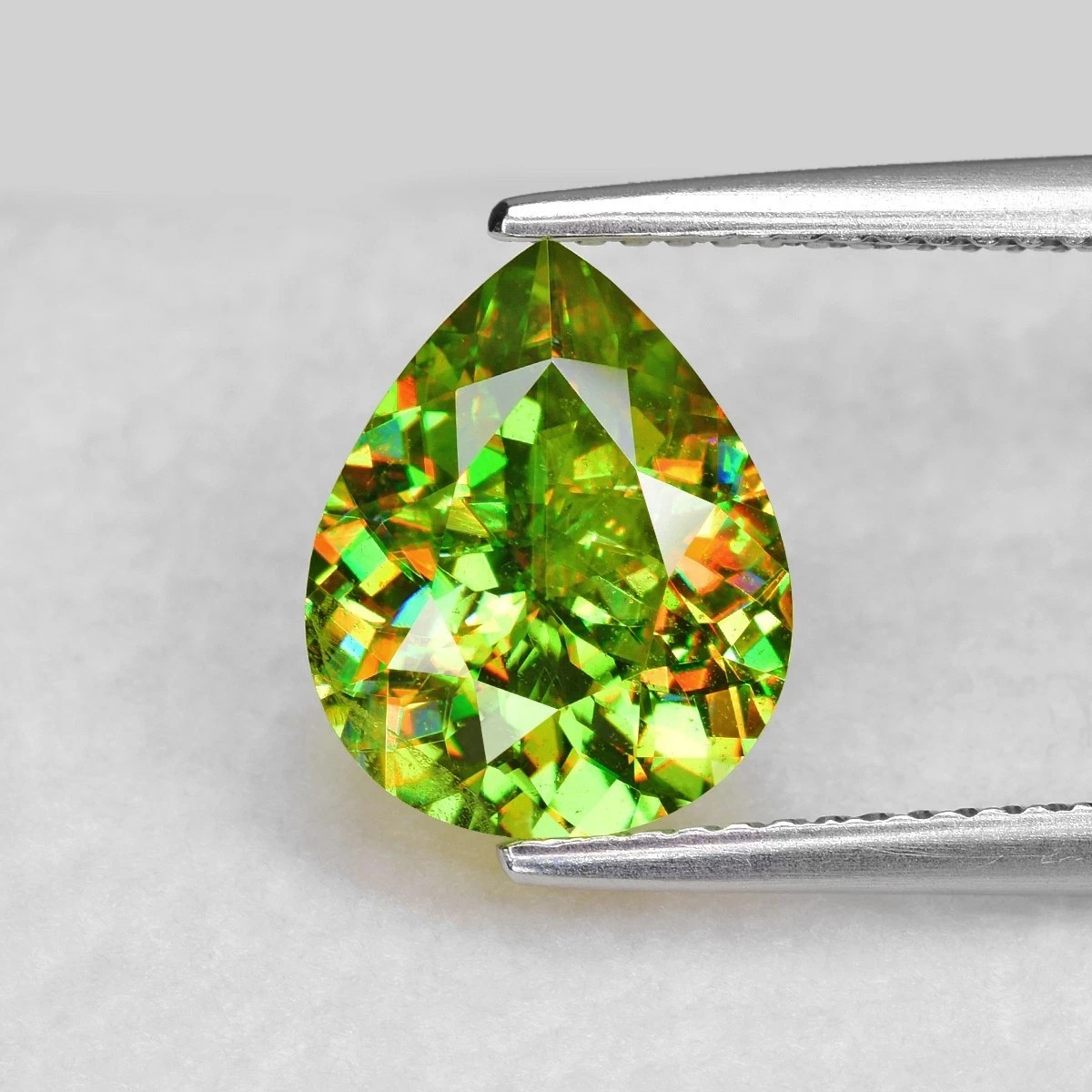 6.20 Ct+ Natural Full Fire Sphene Titanite Pear Cut Certified Loose Gemstone