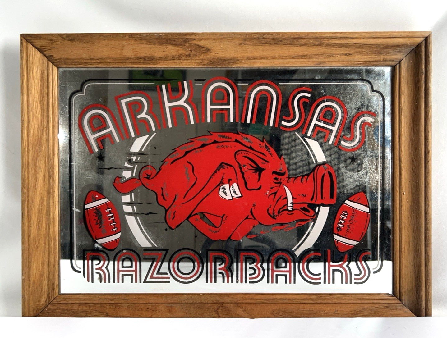 University of Arkansas Razorback Football Vintage 1980s Pub Mirror 18x13